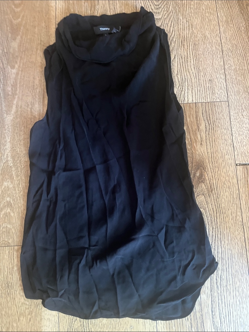 Theory Black Silk-Blend Cowl Neck Sleeveless Camisole